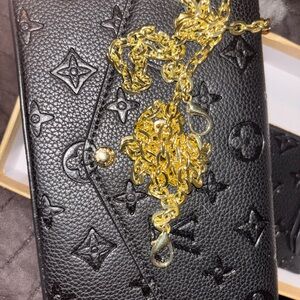 Louis Vuitton Black Clutch with Gold Chain